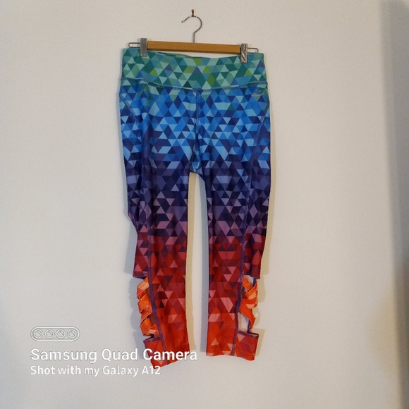Skechers brand size medium colorful capri legging workout gym yoga pants - Picture 2 of 13